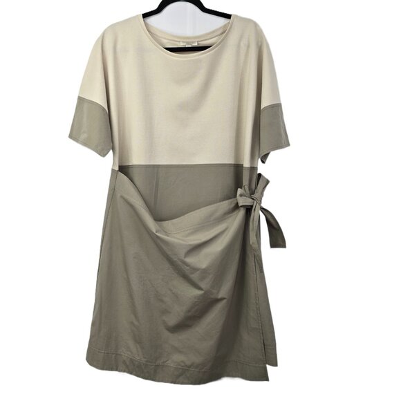 COS Contrast Wrap Dress Khaki Size L – Organic Fabric, Midi Workwear - Picture 7 of 13